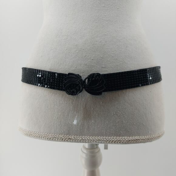 Belt Women's Vintage Black Metal Mesh Cinch Belt Gatsby OS - Picture 8 of 11